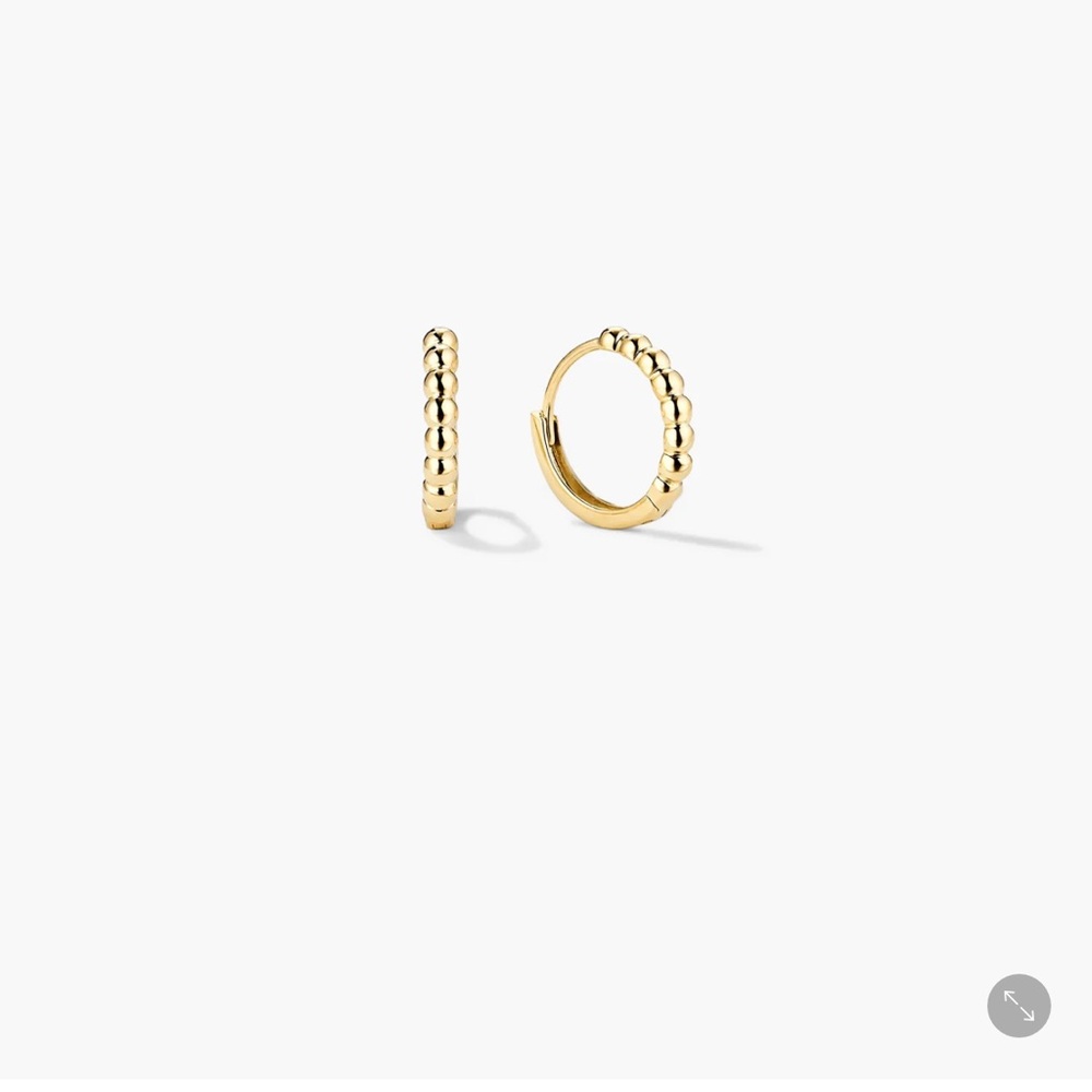 Mejuri Beaded Huggie Hoops — 14k Solid Yellow Gold